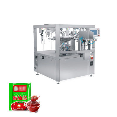 WG210 อัตโนมัติ Sauce Doypack เครื่องบรรจุกระเป๋าที่ทําขึ้นก่อน SUS304 ระบบ PLC การตั้งค่าวัสดุ