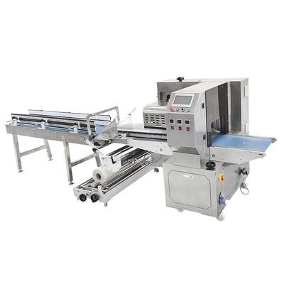 120-300 มม แพคเกจความยาว เครื่องพับไหลด้วย 3.1kw พลังงานรวมและ 30-150 ถุง/นาที ความเร็วการบรรจุ